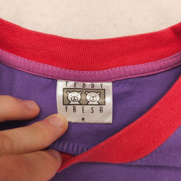 Teddy Frersh Graphic Short Sleeve Crew Neck T Shirt Mens Size Medium M Purple - Picture 3 of 9
